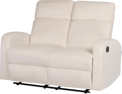 DUPI Sillón Sofá Soft Relax Reclinable | Palanca Manual para reclinar Respaldo y reposapiés | Espuma HR Alta Resiliencia | Beige | 2 Plazas