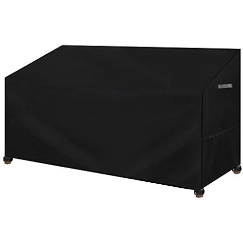 Dokon 3 Seater Garden Bench Cover, Waterproof, Windproof, Anti-UV 420D Oxford Fabric Outdoor Patio Bench Seat Protective Cover with Thickened Handles, 165 x 67 x 65 / 91cm (Black) Cover