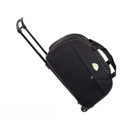 Large-sized fashionable waterproof foldable travel bag with wheels large-capacity handle hand-held travel bag (Classic black, Medium)