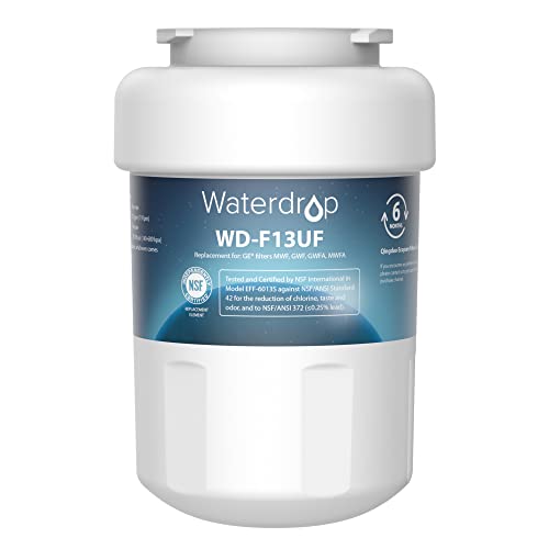 Waterdrop MWF Ultra-Filtration Refrigerator Water Filter, Replacement for GE Smart Water MWF, MWFINT, MWFP, MWFA, GWF, HDX FMG-1, GSE25GSHECSS, WFC1201, RWF1060, 1 Filter
