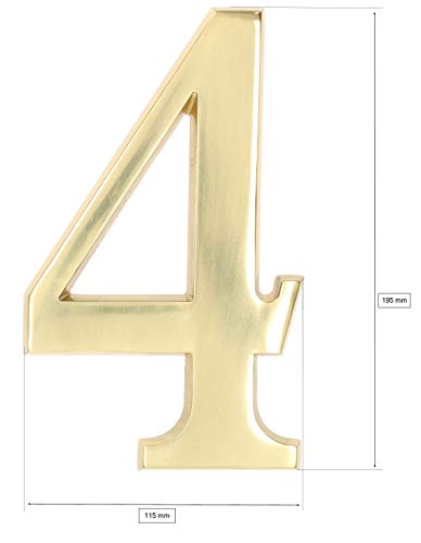 KOTARBAU® 3D House Number "4" Brass 20 cm Door Number for Houses Settlements Hotels Apartments 100% Brass - Image 2