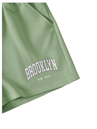 Image of Floerns Girl's Summer Letter Graphic Tank Top Sport Shorts Sets 2 Piece Outfit Mint Green 11-12Y