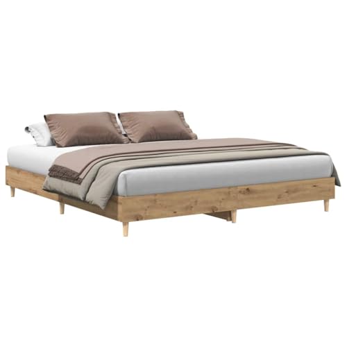 vidaXL Bettgestell ohne Matratze Artisan-Eiche 200x200cm Holzwerkstoff, Bettrahmen, Bett, Palettenbett, Schlafzimmermöbel, Doppelbett, Plattenbett