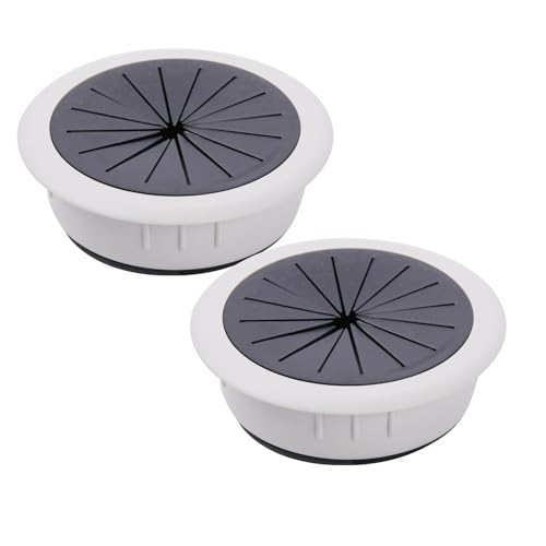 Image of 2 Pack Cable Grommets, 60mm (2-3/8 Inch) Gray ABS Desk Cable Hole Covers,Wire Organiser for Office & Computer Desks