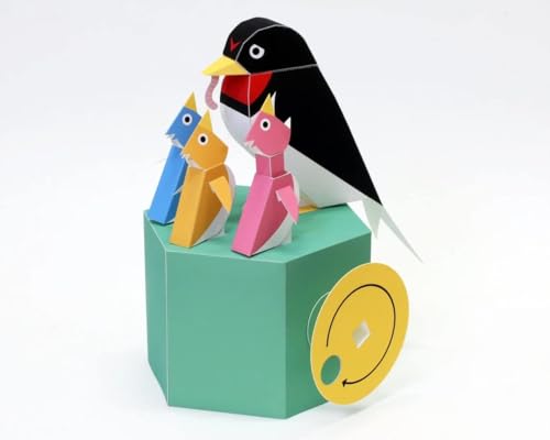 Alphabet Education Feed me First Karakuri Workshop Making Paper Toys, Paper Craft kit with templates to Build Mechanical 3D Paper Models Using Basic mechanisms Based on STEM Learning, Multicolor