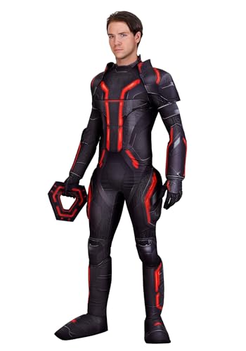 Mens Disney Tron Ares Costume Jumpsuit with Gloves Boot Tops Disc Accessory | Sci-Fi and Halloween Events Small