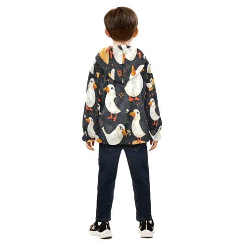 Birds on Black Background Toddler Fleece Jacket Girl Boys Hooded Fleece Jacket Coat Warm Outwear Zip-up 3-10T4
