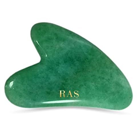 RAS LUXURY OILS Jade Gua Sha Face Lifting Massager, Facial Tool, Sculpt Jaw Cheek & Eyebrows, Relax Face Muscles, Reduces Puffiness & Wrinkles, Spa Acupuncture, Face Trigger Point Therapy Cover