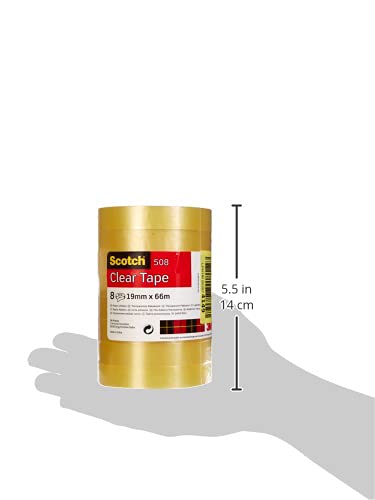 Scotch Nastro Adesivo Trasparente, 8 Rotoli, 19 mm x 66 m - Nastro Trasparente Multiuso Ottimo per Casa, Ufficio e Scuola - immagine 5