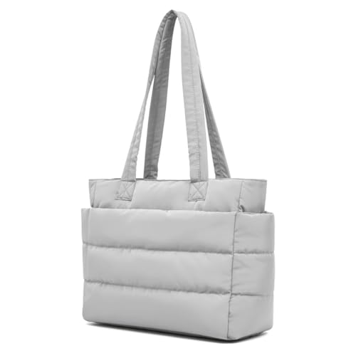 ALWY Bolsa feminina com zíper para viagens, trabalho, esporte Original Puffer (Cinza)