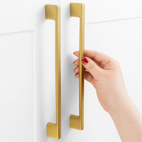 ASKANO 5 Pack 7-1/2 Inch Hole Centers, Brushed Gold Cabinet Pulls Gold Cabinet Handles Gold Kitchen Hardware for Cabinets ZP2205 Drawer Bedroom Dresser Bathroom Vanity Cupboard Closet by ASKANO - Used condition - US$15.99