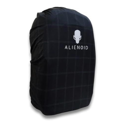 Image of Alienoid Waterproof Bag Rain Cover | Rain, Dust & Scratch Protection | Elastic Fit Luggage Cover | Ideal for Backpack, Trekking, Travel, School, Office (20-30L) (Black Checked)