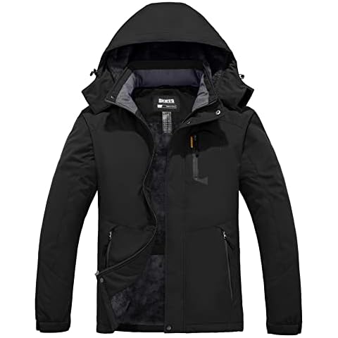 Skieer Men's Ski Jacket Insulated Hoodie Parka Mountain Fleece Lined Snowboarding Coat(Black,Medium) Cover