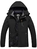 Skieer Men's Winter Coat Windproof Waterproof Ski Jacket Soft Fleece Lined Rainproof Parka(Black,Large)