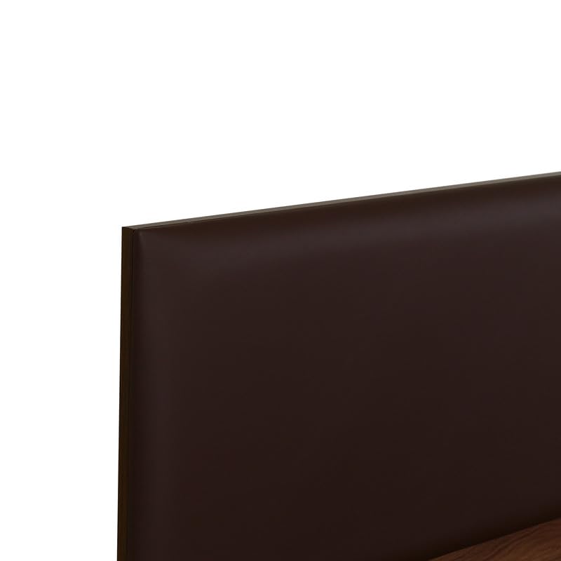 Image of Amazon Brand - Solimo Double Bed, Queen Size, Lush Design 1 Upholstery, Comfortable Seating Height, Non-Woven Base, Walnut Colour (Melamine Finish) (Dark Brown) - 1 Year Warranty