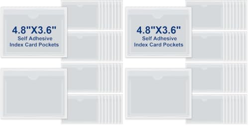 Image of Chinco 30 Pcs Self Adhesive Clear Index Card Pockets,3.6 x 4.8 Inches (Pack of 2)