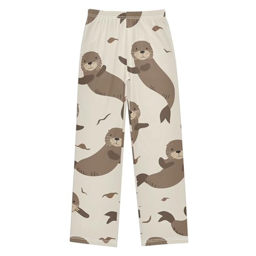 ZZXXB Otter Dancing Boys Long Pants Soft Trousers Elastic Waist Kids Lounge Bottoms with Pockets S-XL