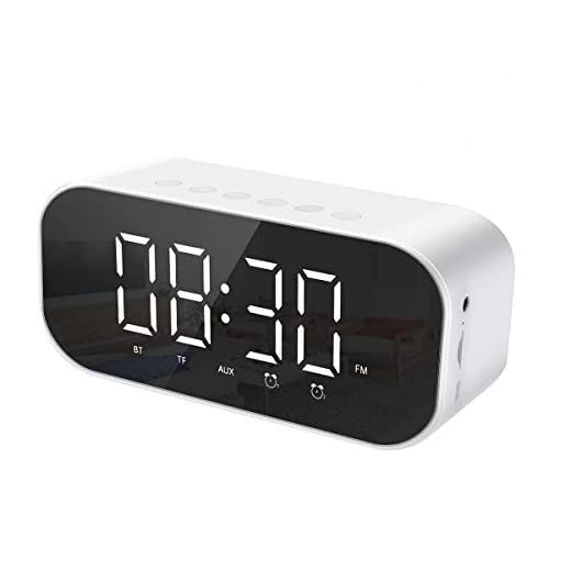 Allnice Digital Alarm Clock with Bluetooth Speaker, Radio Alarm Clock Dual Alarm Bedside Clock with Snooze, FM Radio, AUX Function, TF Card Support, LED Mirror Display