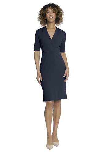 Image of Maggy London Women's Versatile V-Neck Elbow Sleeve Knee-Length Dress | Business Casual Dresses for Women