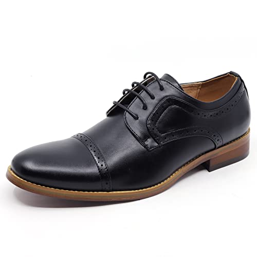 Metrocharm MC601 Men's Lace Up Cap Toe Perforated Classic Dress Shoe