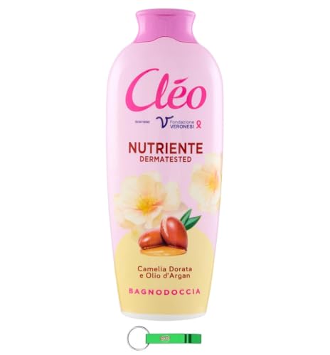 Cleo Bagnodoccia Gel de ducha con camelia y argán, piel suave, lisa y aterciopelada, limpiador corporal, 750 ml + llavero Beni Culinari gratuito