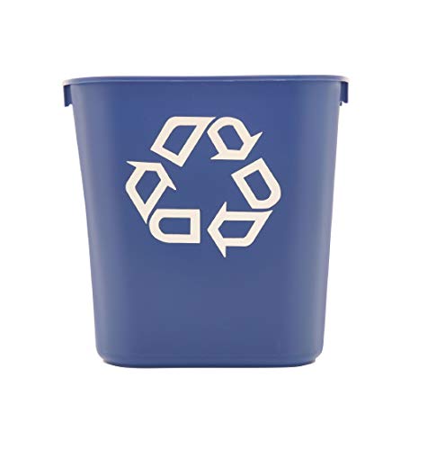 Rubbermaid Commercial Small Deskside Recycling Container, Rectangular, Plastic, 13 5/8 qt, Blue