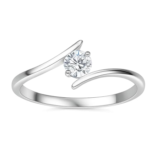 Image of ZORRY Silver CZ Open Ring for Women | Minimalist Adjustable Stainless Steel Ring | Waterproof Anti-Tarnish Hypoallergenic Statement Jewelry