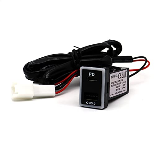 MOTONG for Toyota PD Type C USB Power Socket, USB C & Quick Charge 3.0 Car Charger USB Adapter Port Socket for Smartphone/Pad/Tablet(32 * 20mm)