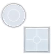 Silicone Molds for Concrete Planter Saucer, Resin Coaster DIY, Square and Round Shape, 2 Pack