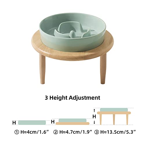 Havniva Ceramic Slow Dog Feeder Bowl For Small Dog, Slow Dog Food Bowl Small, Slow Dog Water Bowl, Pet Slower For Fun, Stop Bloat, Preventing Choking (1 X Light Green + Stand, 6Inch) #TOP2