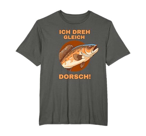 Angeln in Norwegen – Zubehör für Fischer & Angler - Ich dreh gleich durch Dorsch – lustiger Anglerspruch Outfit T-Shirt Schwarz Klein EU 38-40