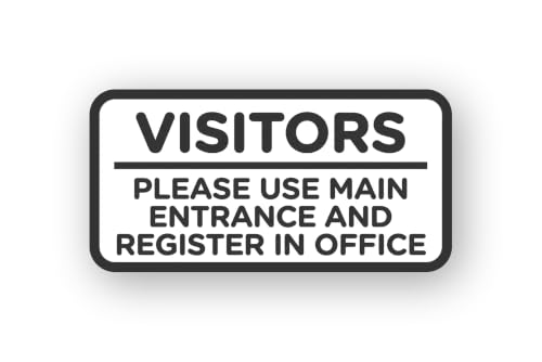 Visitors Please USE Main Entrance and Register in Office Sticker | Directional Signage Decal XU9QLE