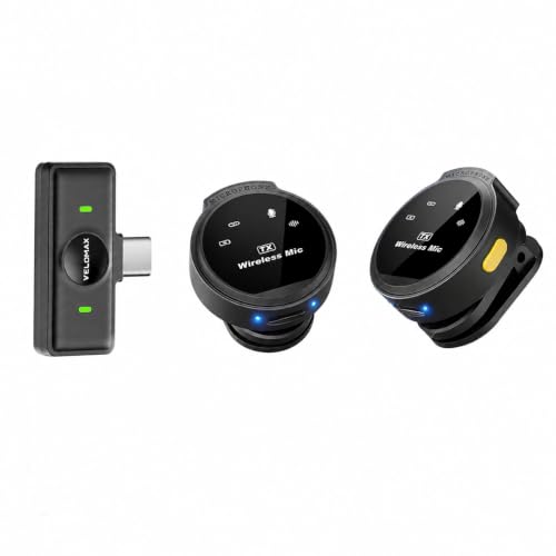 Image of VELOMAX Wireless Mic for Youtubers, Noise Cancellation Wireless Microphone with 164FT, 16H Battery Mic for YouTube Wireless, Microphone for Recording, Vlogging (Type-C Port (Without Charging Case))
