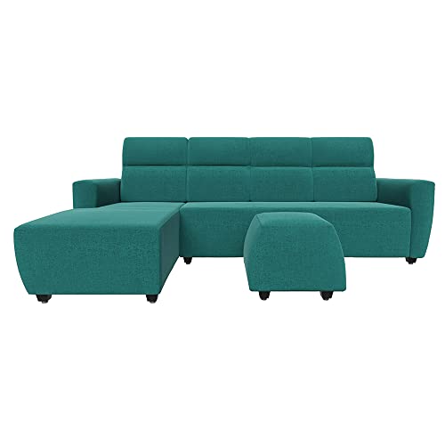 Image of Wakefit Sofa Set | 3 Year Warranty | Sofa 3 Seater, 3 Seater Sofa for Living Room, Wooden Sofa Set, 3 Seater + Left Aligned, Sofa for Living Room - Belize(Reflection : Aqua Blue)
