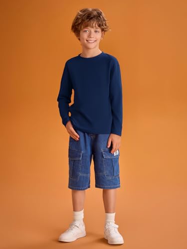Image of Haloumoning Kids Boys Long Sleeve Crewneck T-Shirts Tee Tops 5-14 Years