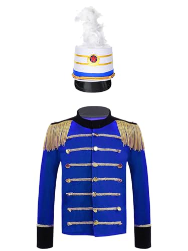 Marching Band Boys Drum Major Uniform Kids Long Sleeve Tassel Majorette Tuxedo Jacket with Hat