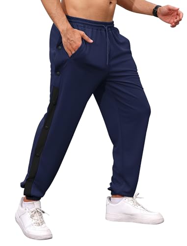 ODIZLI Tear Away Pants for Men Tapered Sports Pants Basketball Sweatpants Side Opening Jogging Trousers Activewear