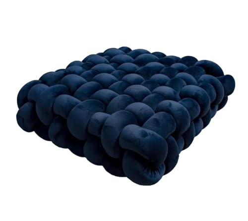 Coussin de sol bleu 40x40 cm grand nœud pour méditation et assise de chaise - 2