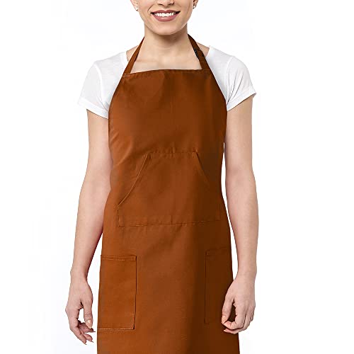 Image of HPD Half Price Drapes Aprons for Men Women with Large Pockets Adjustable Unisex PRTW-S01-AP Solid Cotton, 27 X 34 Inch, Bombay Rust
