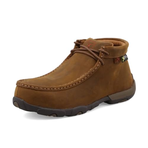 Twisted X Women's Work Chukka Driving Moc, Moc Toe Composite Toe, Distressed Saddle, 7 M