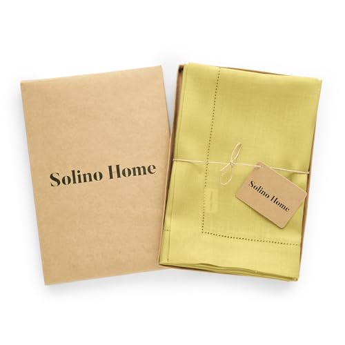 Set de 4 servilletas de lino amarillo 20 x 20 in miniatura 4