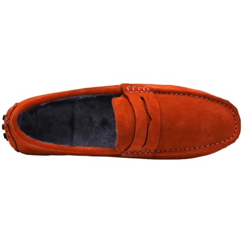 Image of ANUFER Men's Suede Leather Penny Loafers Comfort Driving Shoes Moccasin Slippers