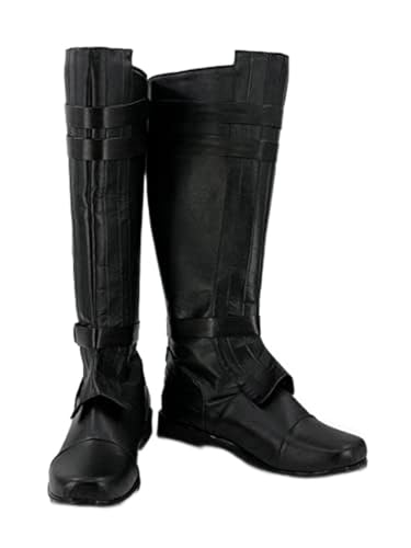Roeutoo Knight Costume Boots Adult Men Force Knight Medieval Cosplay Black Boots Shoes Halloween Accessories (Black, Adult, Men, 11, Numeric, US Footwear Size System, Medium)