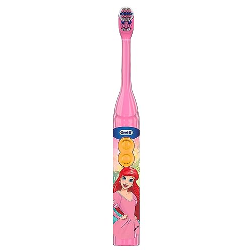 Oral-B Kid's Battery Automatic Toothbrush Featuring Disney's Little Mermaid, Soft Bristles, For Kids 3+, 1 Piece,Pink