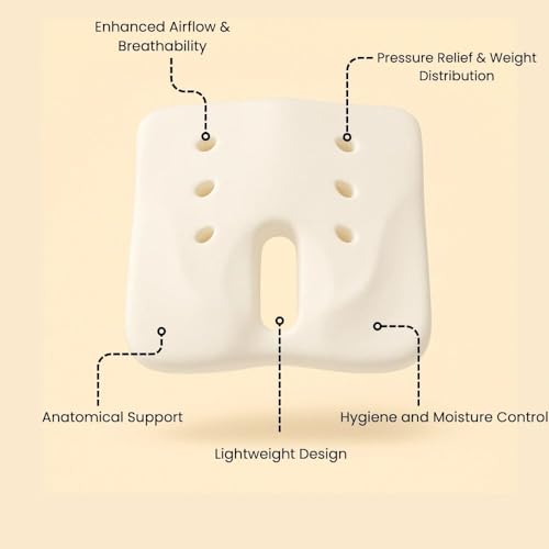 Image of Memory Foam Car Seat Back Support, Orthopedic Lumbar Back Rest for Back Pain Relief, Back Support Pillow for Office ChairCarBack Support Pillow,-Seat Cushion (Grey, Chair Squre CUSION)