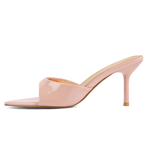 Image of QIV Leopard Kitten Heels Pointed Toe Mule Heels for Women Open Toe Kitten Heel for Party Dressy Wedding