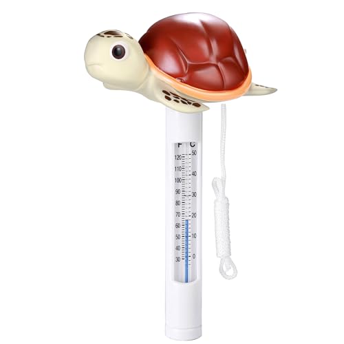 INCETUE Floating Pool Thermometer, Easy-Read Water Temperature Gauge with String for Swimming Pools, Ice Baths, Hot Tubs, Cold Tubs, Ponds, and Spas (Sea Turtle)