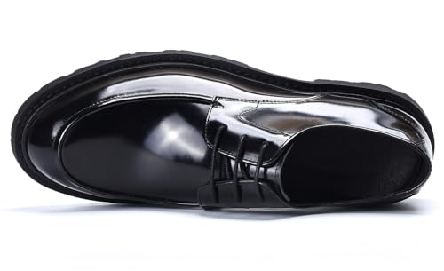 Santimon Mens Oxfords Wedding Dress Derby Genuine Leather Prom Business Casual Shoes Fashion Tuxedo Brown Dress Shoes for Men3