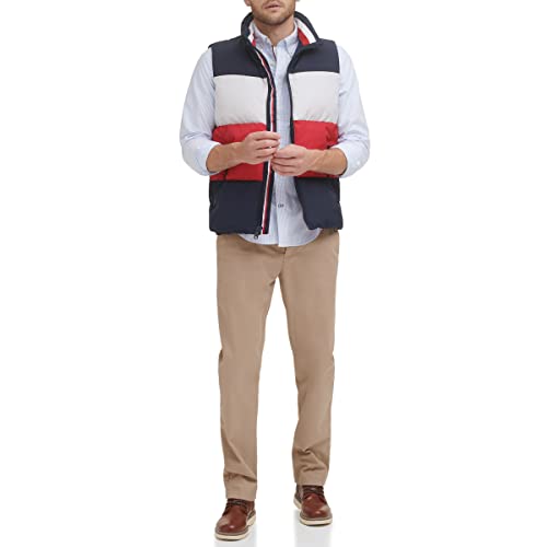 Tommy Hilfiger Men's Quilted Stand Collar Vest, Midnight/Ice/Red, X-Large2