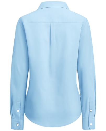 Image of siliteelon Button Down Shirts for Women Oxford Shirt Long Sleeve Classic Wrinkle Free Business Dress Shirts Work Office